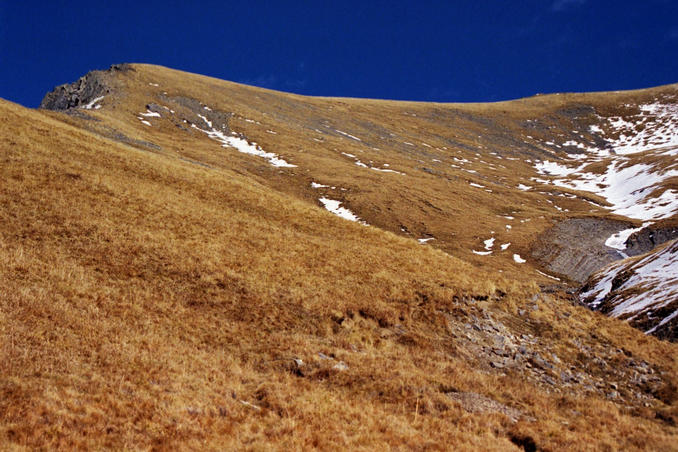 Point is 50m just below leftmost snow spot