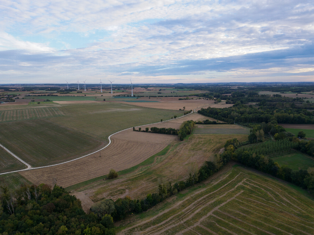 View South (from the road, 170m South of the point) from a height of 120m