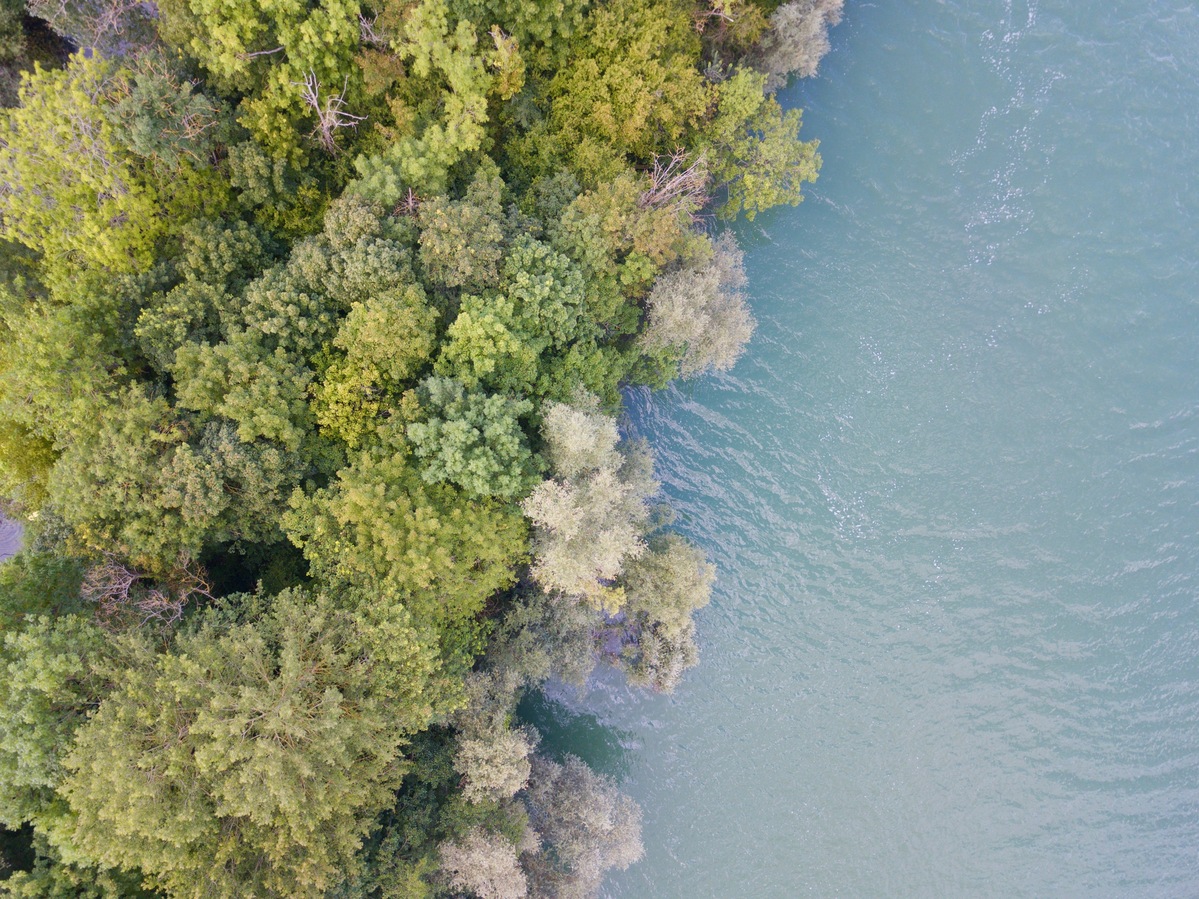 Looking down on the point from 60m above