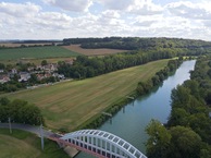 #10: View South (across the bridge, along the Marne River), from 60m above the point