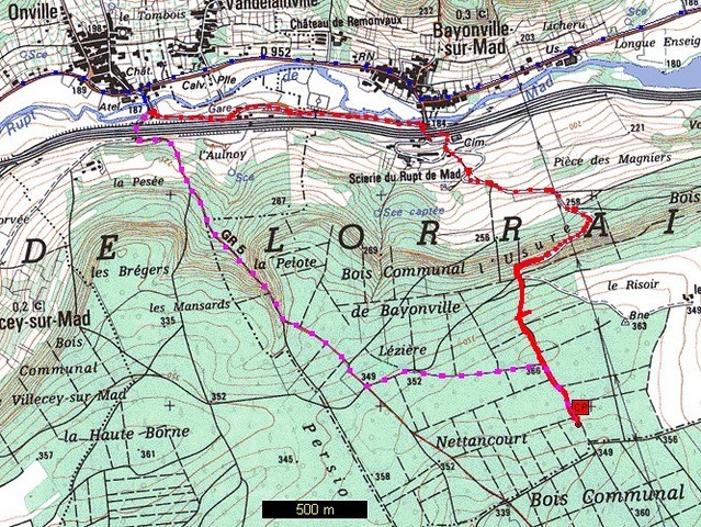 Detailed map of 49°N 6°E with tracks