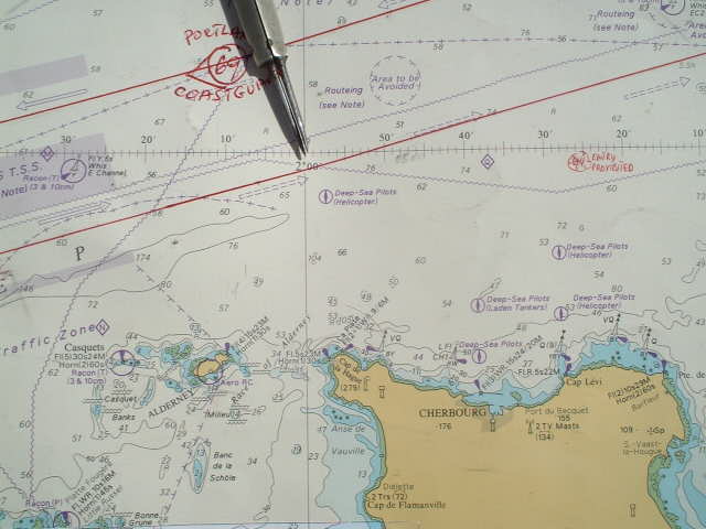 the confluence area on the sea chart