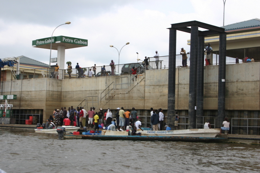 Lambaréné fish market and petrol station