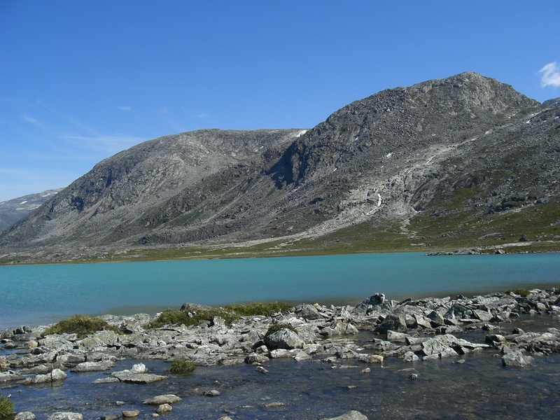 View NE over the first lake to the mountain ridge with CP