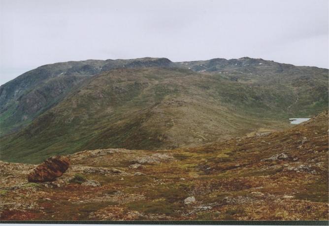 View NE to the summit, which is 9 km away