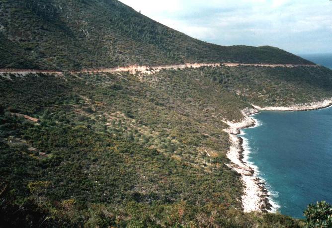 The confluence, in the olive orchard in the middle of the picture, as seen from the south