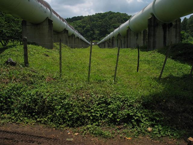 Pipelines disappearing into the distance