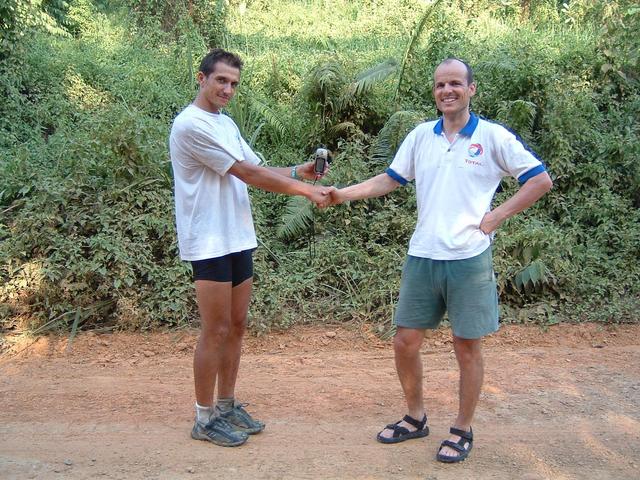 Stéphane and Luc stradle the equator