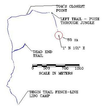 Map of trail to confluence, from downloaded GPS track