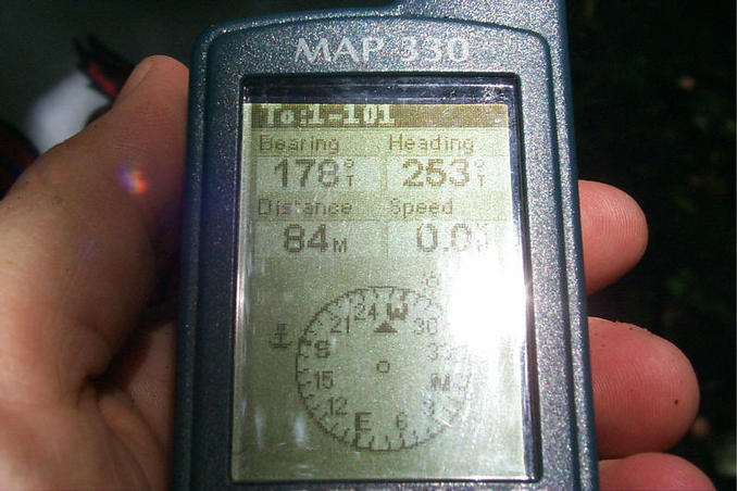 GPS showing 84 meters to target.
