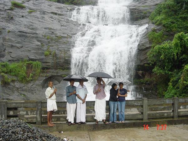 On the way, at the waterfall