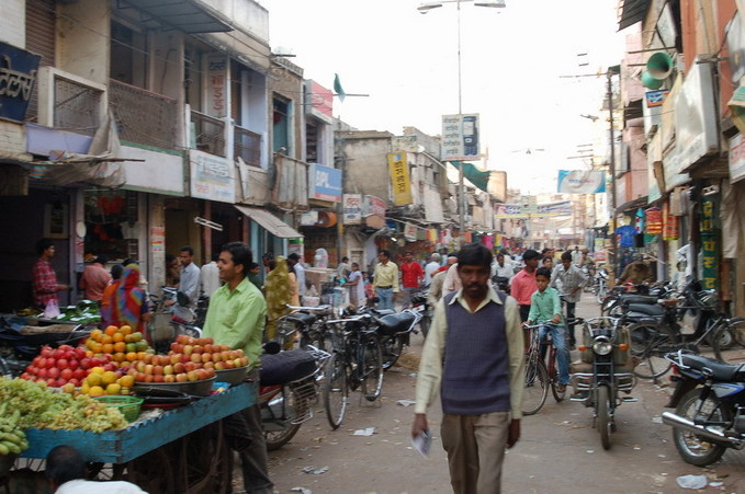 Typical street scene in local town