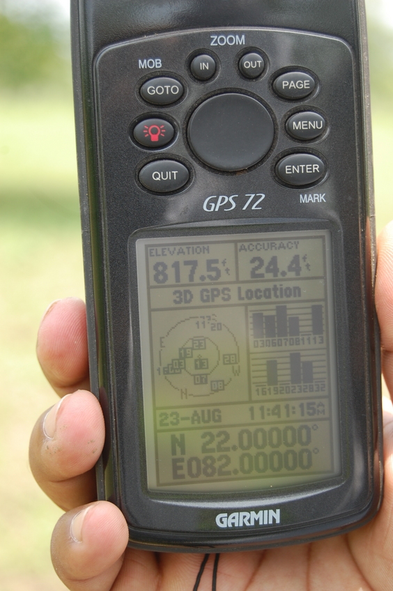 View of  the  GPS Co-ordinates at the Confluence Point
