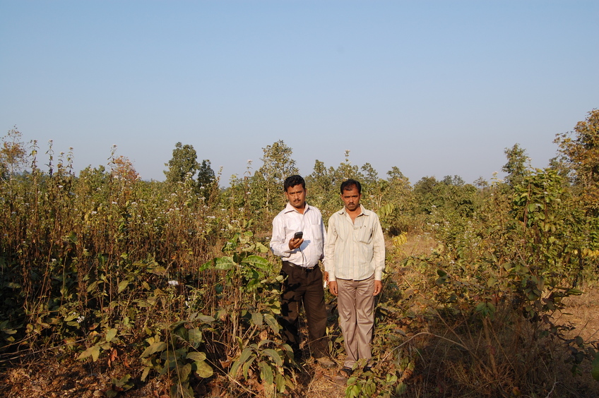 Kashinath  Sahoo   and  Narayan Jena at   the  Confluence  Point