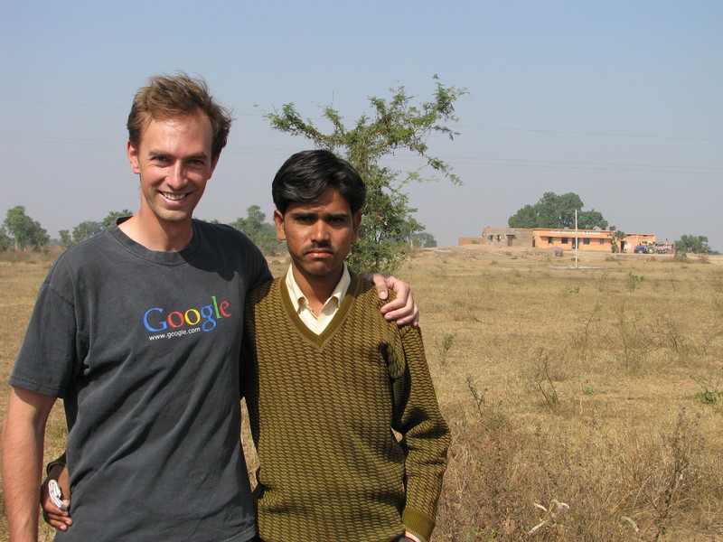 The teacher, Manoj Kumar Sen, at the village of Pratababurg