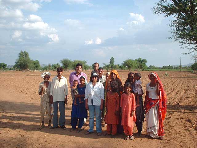 with villagers