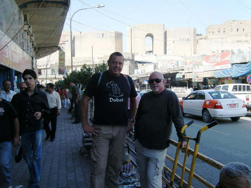 Me (left) and Ray at Arbīl market and citadel