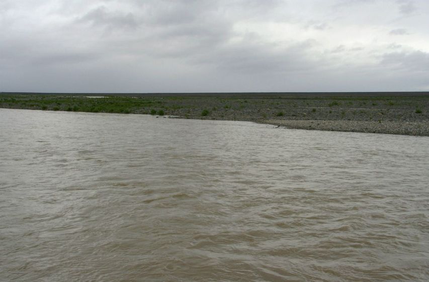 The point, about 40 m behind the river