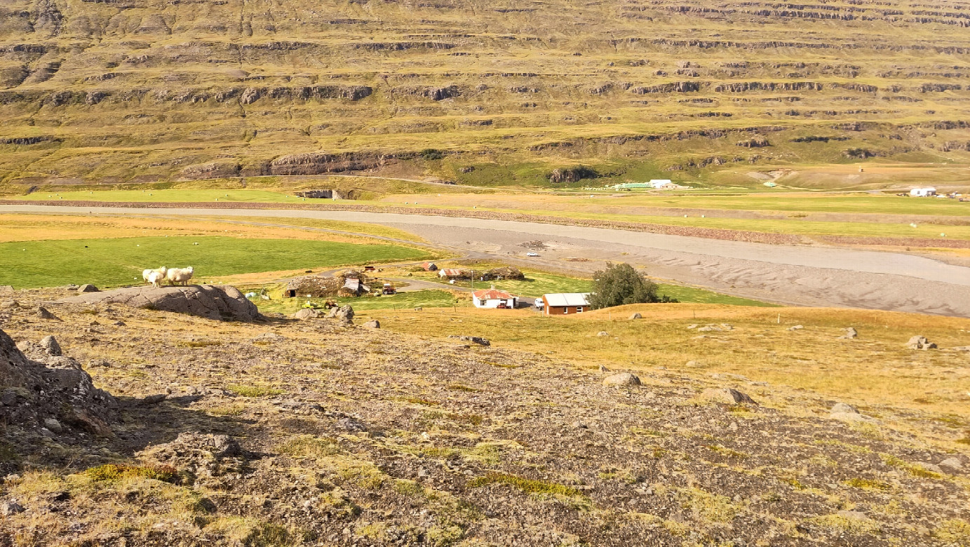 parking near the river and farm