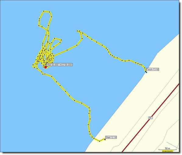 Track of the our journey at sea 2,1km