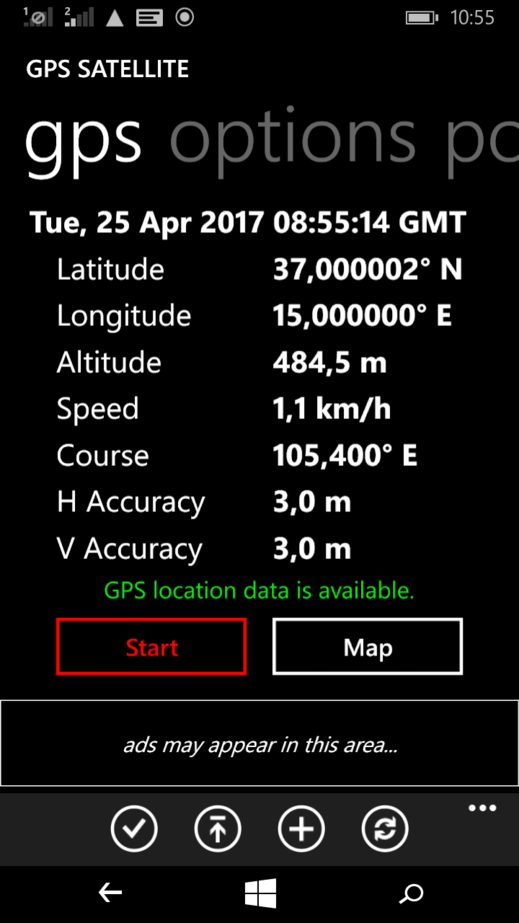 GPS reading