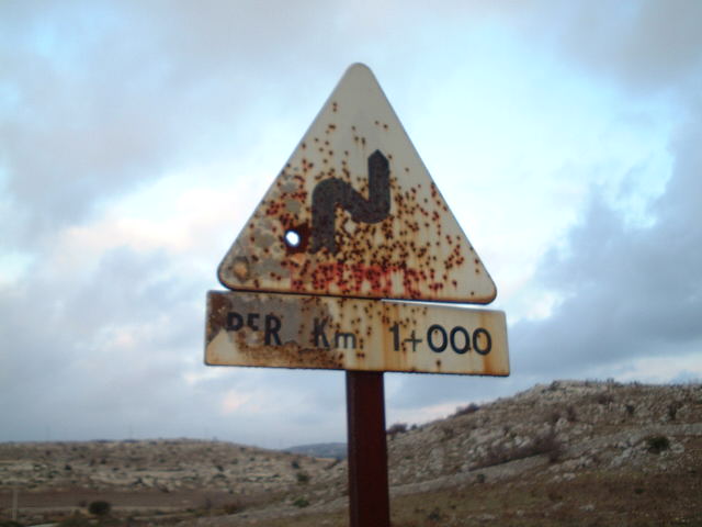 Nearby road sign