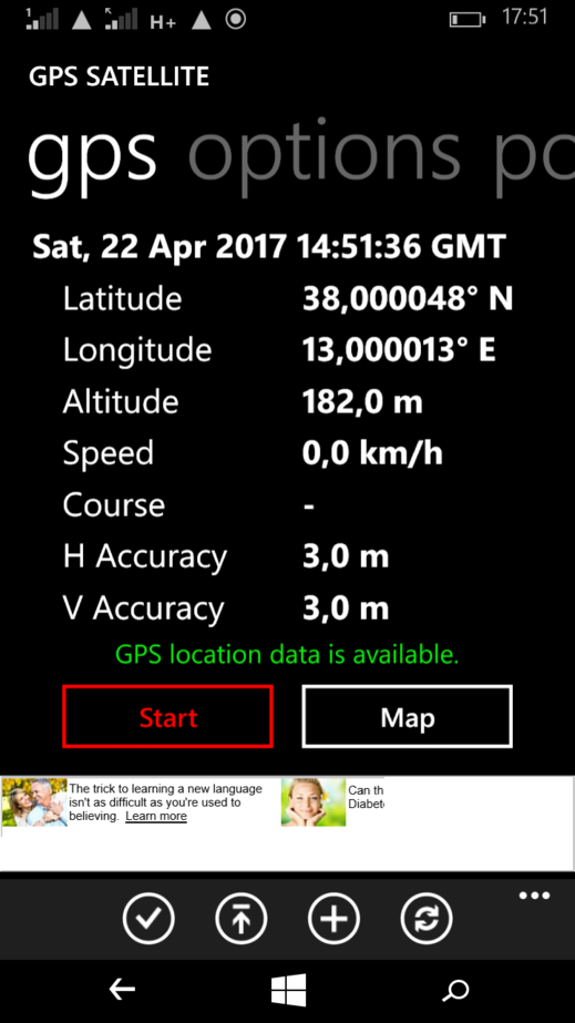 GPS reading