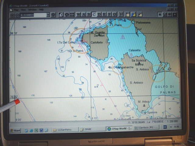 The confluence area on the electronic sea chart