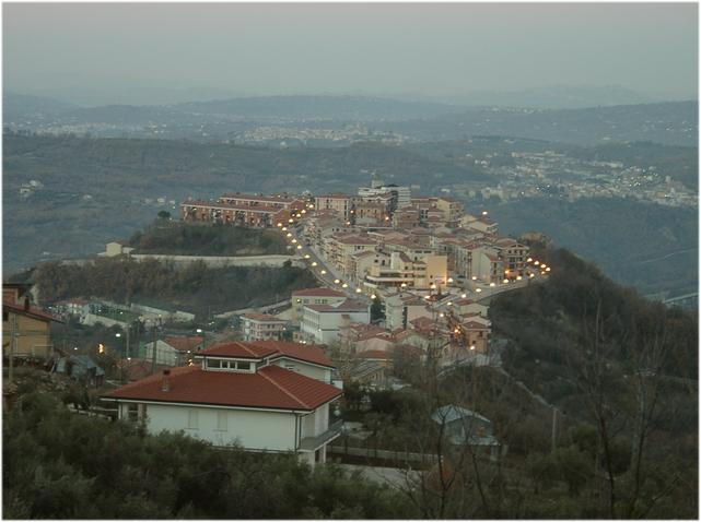 View to San Mango sul Calore at sunset