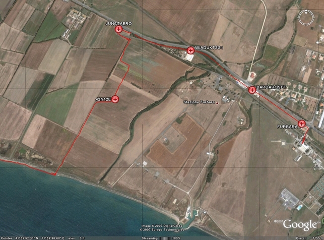 My track on the satellite photo (© Google Earth 2007)