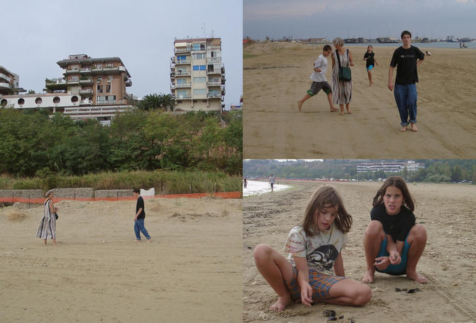 The family enjoys the beach