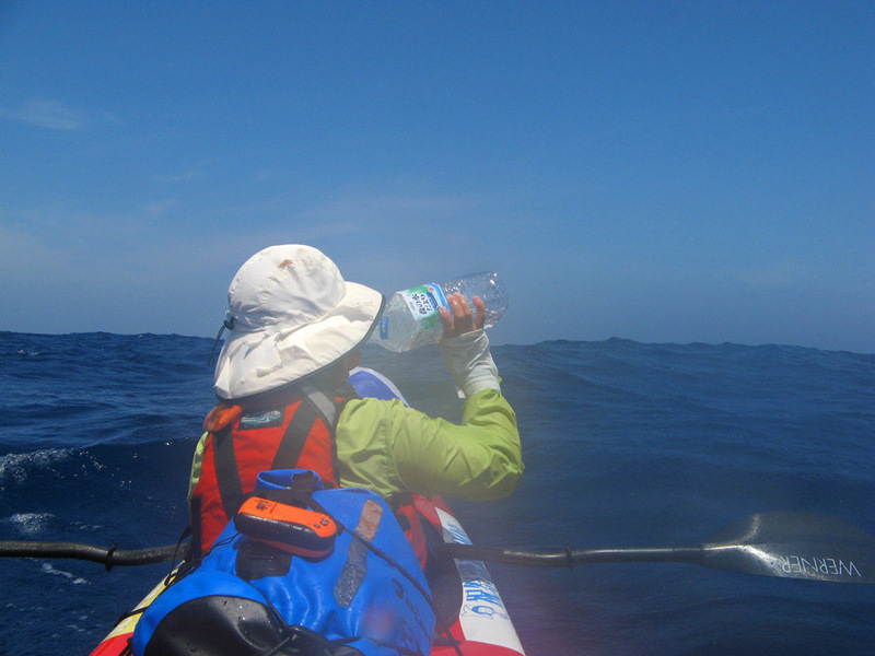 Floating over the confluence in our double kayak.