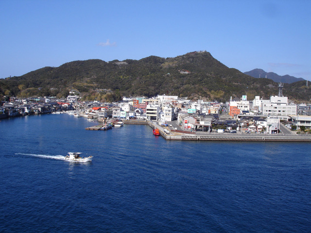 The fishing port town of Ushibuka in Amakusa, a typical small Japanese fishing port.