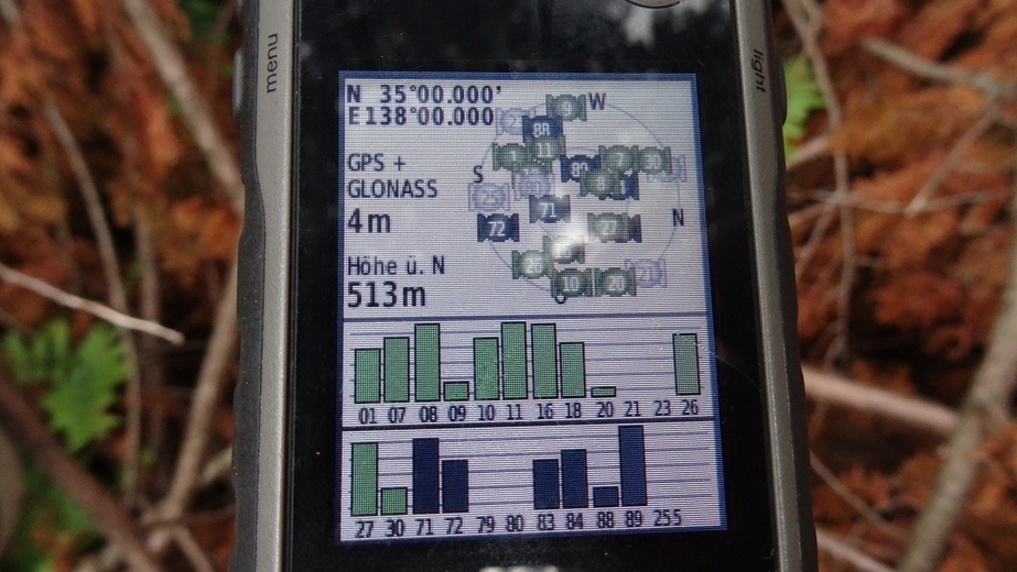 GPS reading at 35N 138E