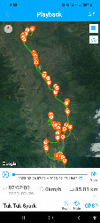 #4: Our motorcycle track for the last 11 klms. The stops are falls, water stops and looking for the best way forward.