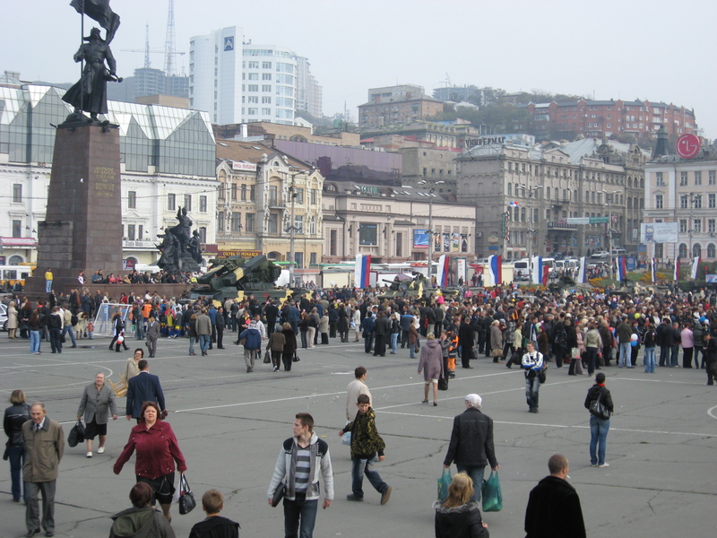 The 70th anniversary of Primorskiy Krai, Vladivostok.  Note the tanks in the crowd.