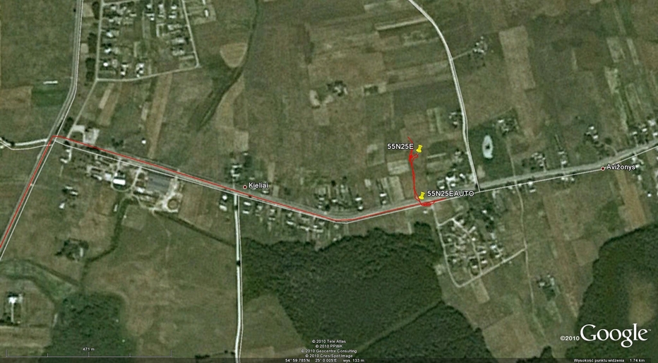 My track on the satellite image (© Google Earth 2010)