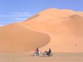 #6: Two bikers against the sand dunes toward east