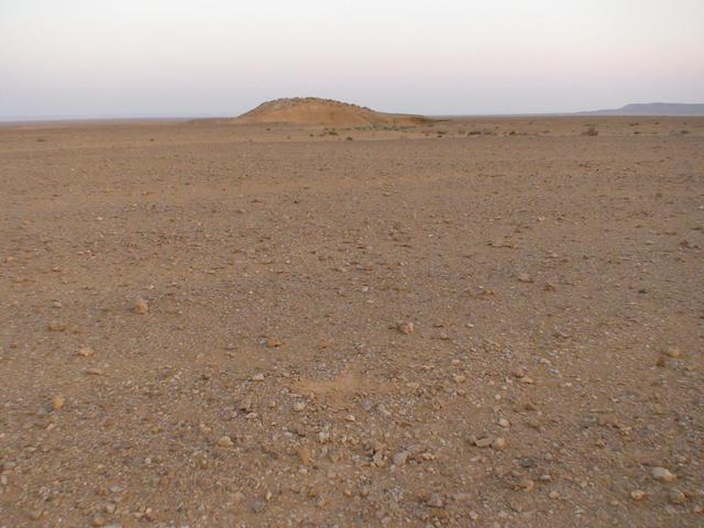 General view of Confluence 31N 14E, cross in the foreground marking the spot