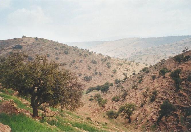 View towards south-west from Confluence. We came through these valleys