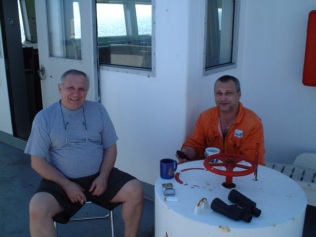 Chief Engineer Kokorev and Reefer Engineer Kovalenko with their necessary equipment