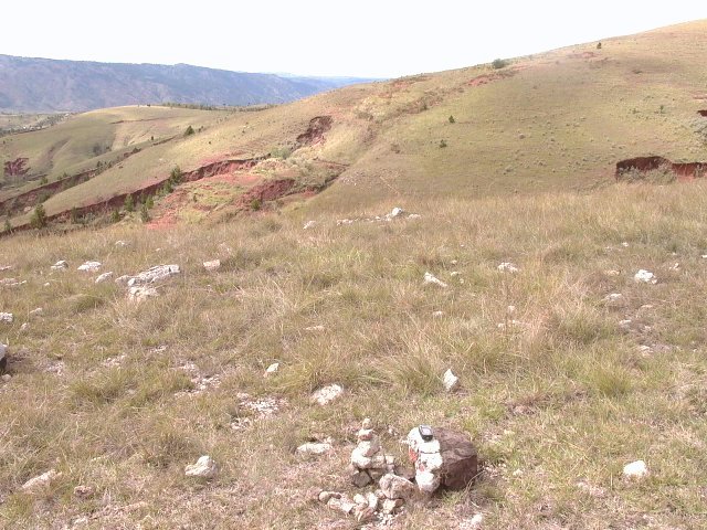 Confluence point on top of a hill, facing S