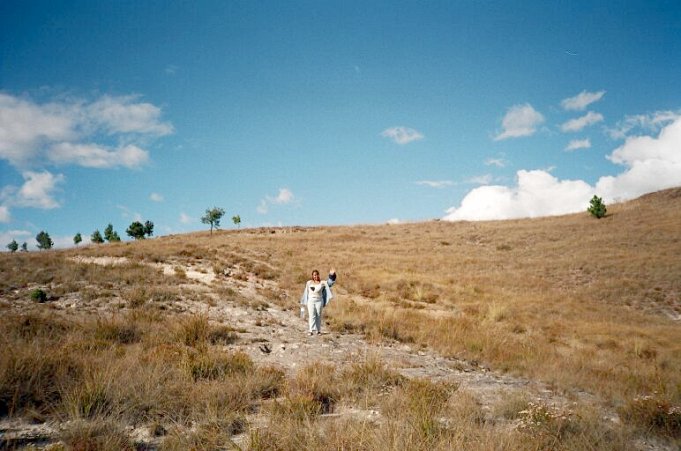 My wife Corinne on the hillside to the east (1st attempt)