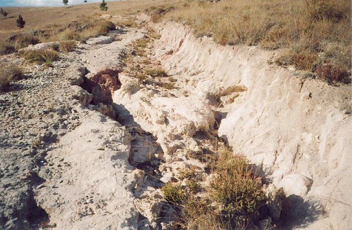 Interesting terrain leading down to the rock where we stopped (1st attempt)