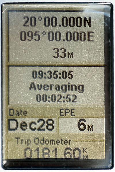 GPS receiver display at the degree confluence