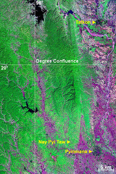 Satellite image of the degree confluence