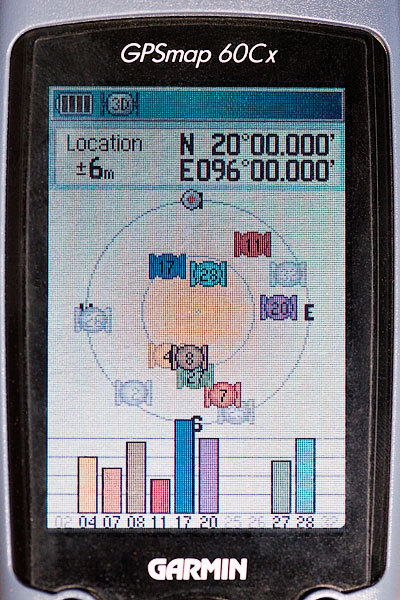 GPS receiver display at the degree confluence