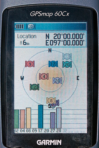 GPS receiver display at the degree confluence