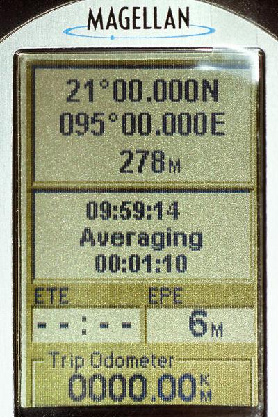 GPS receiver display at the degree confluence
