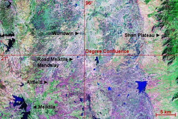 Satellite image of the degree confluence